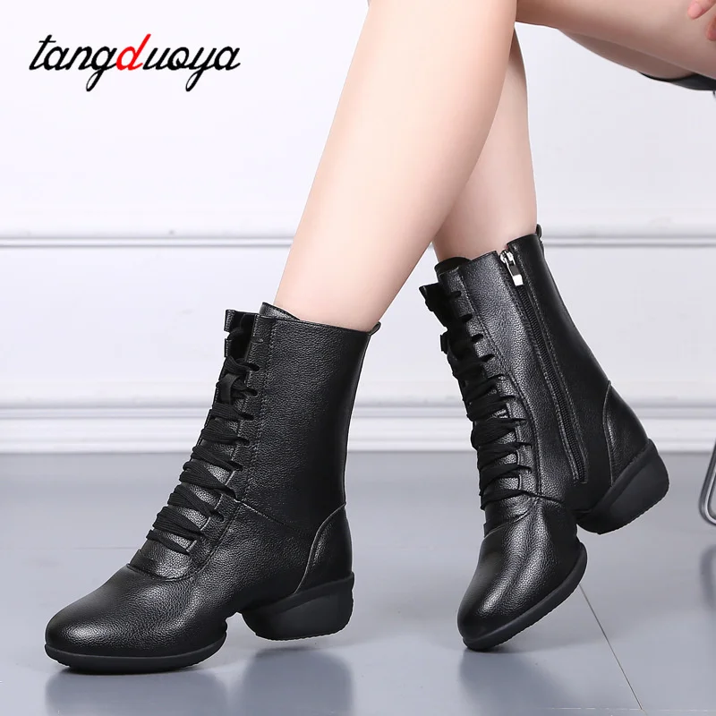 

Jazz Dance Boots Women Ballroom Ladies Latin Warm Boots Square Modern Party Shoes Middle Heel 4cm Autumn Winter Dancing Sneakers