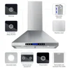 36 Inch Stainless Steel Wall Mount Range Hood 780CFM 4-Speed Touch Panel Adjustable Timer Remote Control Dishwasher-Safe Filters 5