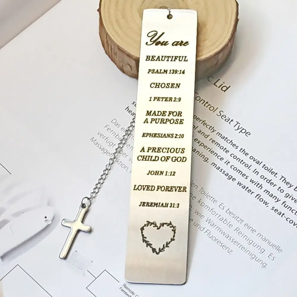 Silver Metal Bookmarks Vintage Jesus Book Marker with Pendant Religious Belief Reading Accessories School Supplies Book Lover