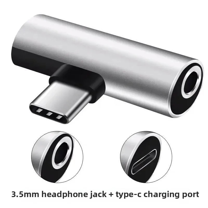 2 in1 Type C 어댑터 3.5mm 헤드폰 잭 동시 충전 및 듣기 듀얼 포트 디자인 범용 전화 노트북 호환