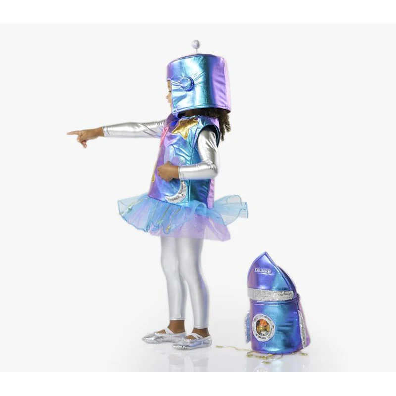 Toddler Robot Fancy Dress Cosplay Girls Kids Blue Astronaut Costume