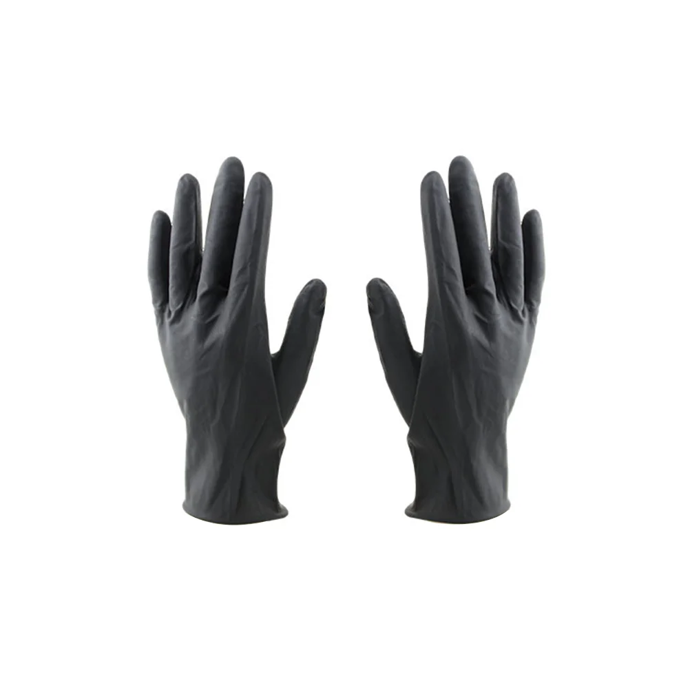 

10Pcs=5 Pairs Hair Salon Laboratory Gloves Reusable Latex Gloves Salon Hair Color Dye Gloves Medium Size (Black)