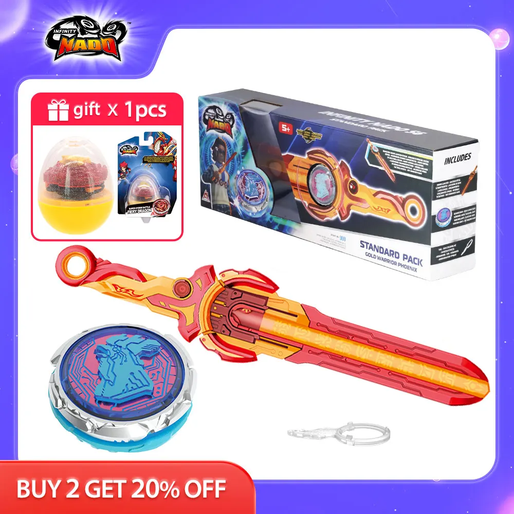 Infinity Nado 6 Standard Pack-Blazing War Bear Glowing Metal Spinning Top Gyro with Monster Icon Sword Launcher Anime Kid Toy