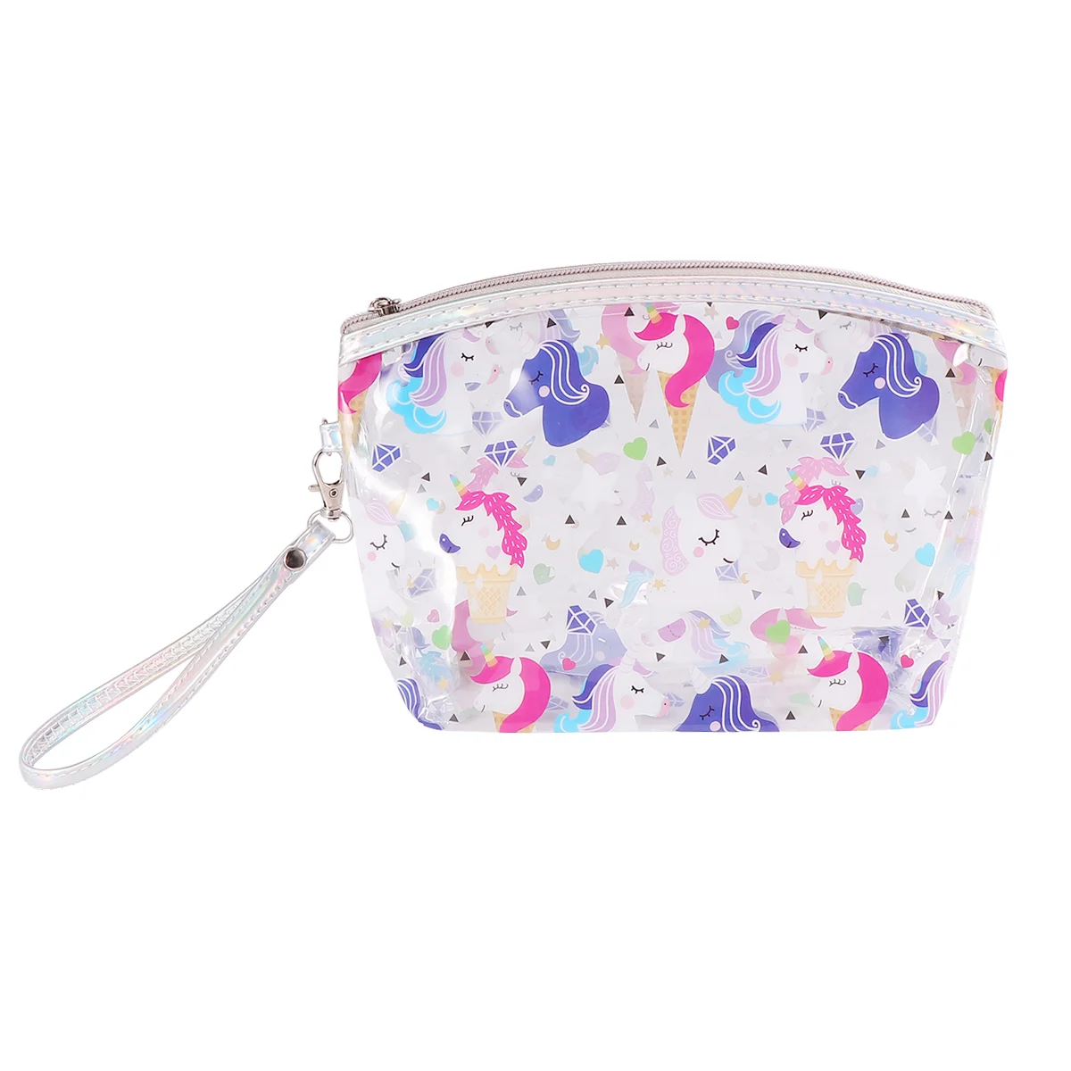 

PVC Transparent Wash Bag Cartoon Young Girl Unicorn Clear Toiletry Portable Makeup Pouch Pattern Toiletries