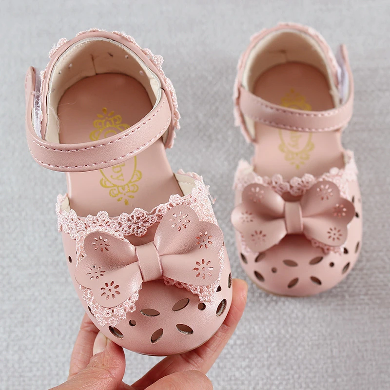 Newest Summer Kids Shoes Mt-cs Fashion Leathers Sweet Children Sandals For Girls Toddler Baby Breathable Hoolow Out Bow Shoes
