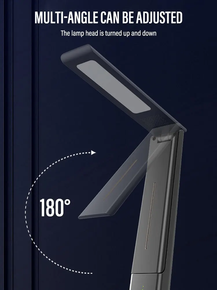 LED Desk Lamp Folding USB Charging Touch Control Dimmable Desktop Eye Protection Reading Study Office Bedroom Bedside