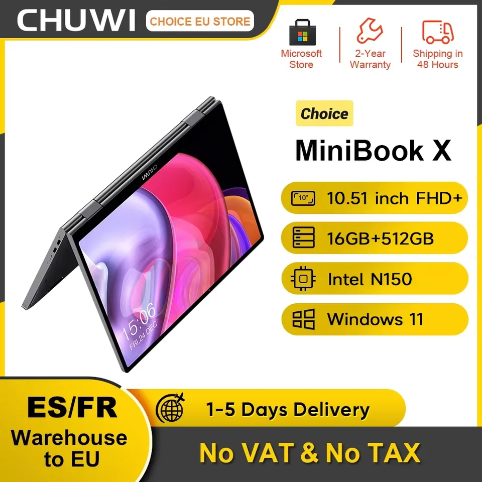 CHUWI MiniBook X N150 Laptop 10.51 Inch 16GB RAM 512GB SSD 2-in-1
