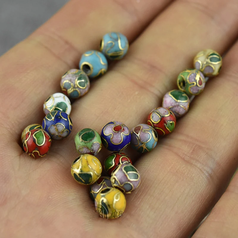 

10 шт., круглые бусины 6 мм из эмали