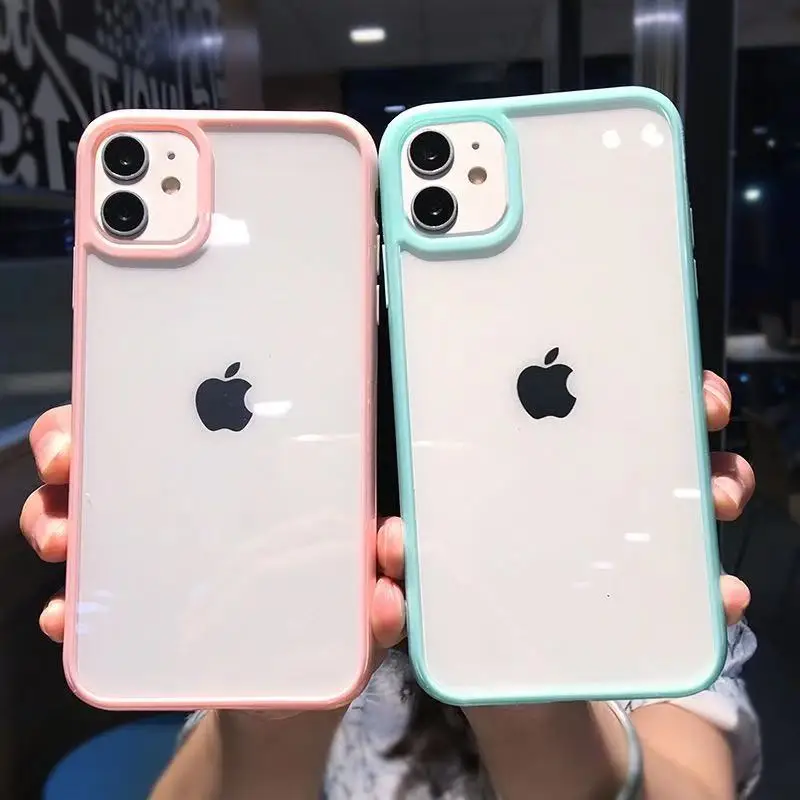 Color Transparent Shockproof Phone Case For iPhone Mini 11 Pro Max XR X XS Max 6 6s 7 8 Plus SE Soft Back Cover Case