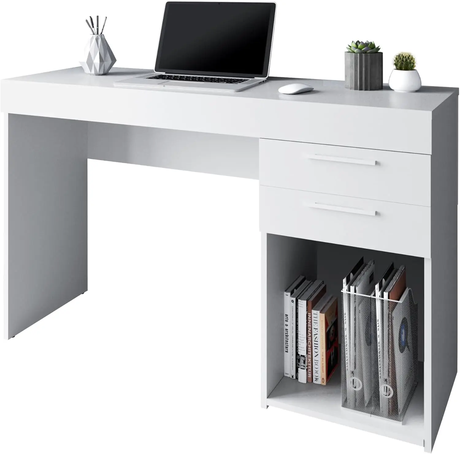 Techni Mobili Computer Home Office or Bedroom Storage & Drawers Ideal for Small Spaces Writing Desk, 47.6" W x 16.1" D x 30.3, W