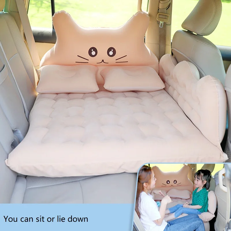 Inflatable Mattress Car Travel Bed Automatic Inflatable Flocking Cloth Camp Bed Car Camping Accessories Air Mattress Folding
