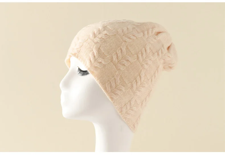 100% Ziegenkaschmir-Strickmützen für Damen, warme, weiche Wintermützen für Mädchen, Gorros, Herbst, Y2K-Mode, Korea, Bonnet-Mütze – Detail 19