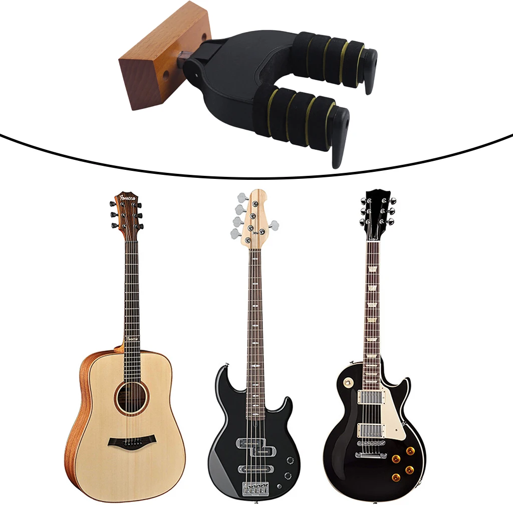 Musical Instrument Hanger Auto-lock Guitar Wall Mount Holder Hook for Acoustic Electric Guitars Bass Ukulele Violin