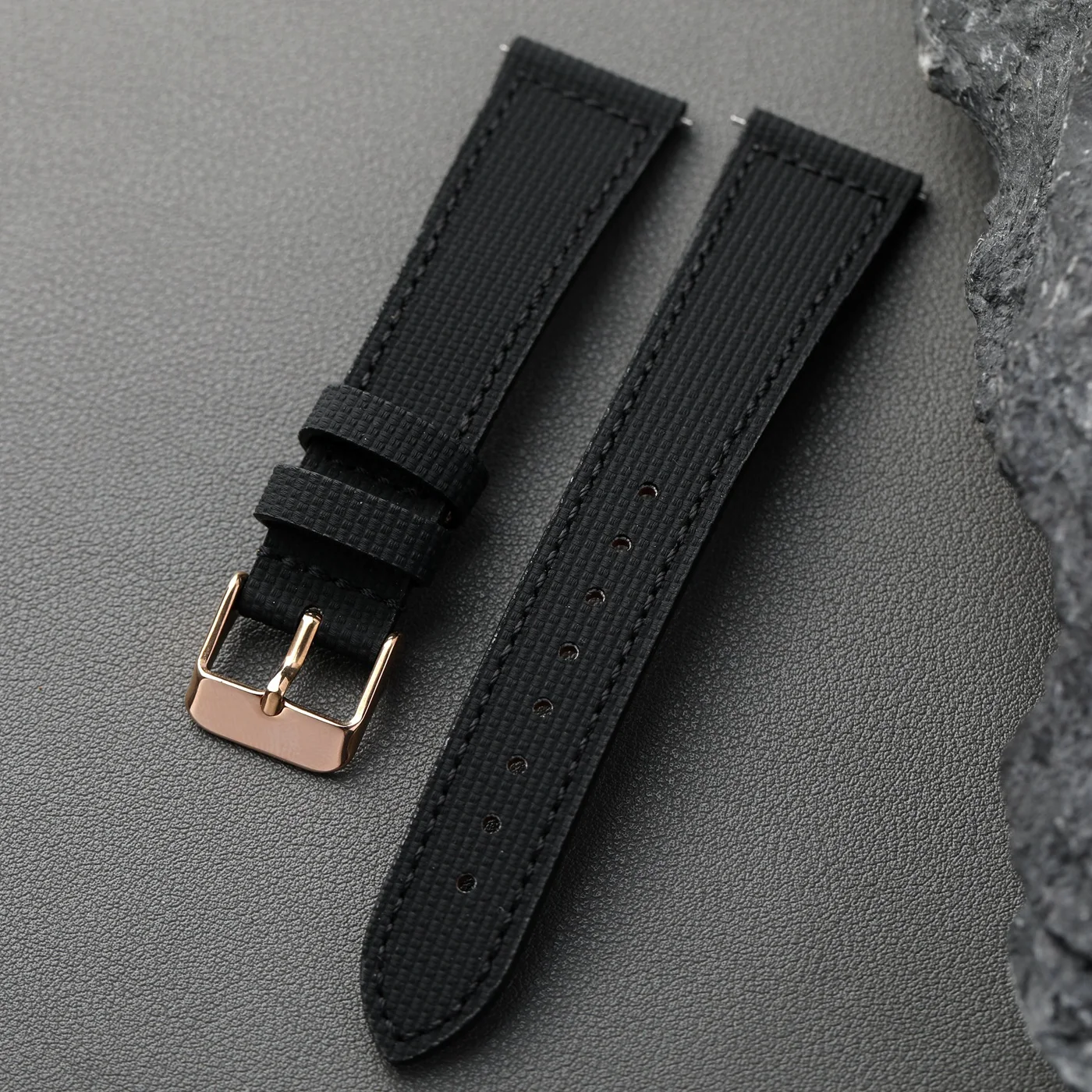 Premium Waterproof Fluororubber Leather Strap - Quick Release, Soft, Retro Design in Blue, Black, and Brown