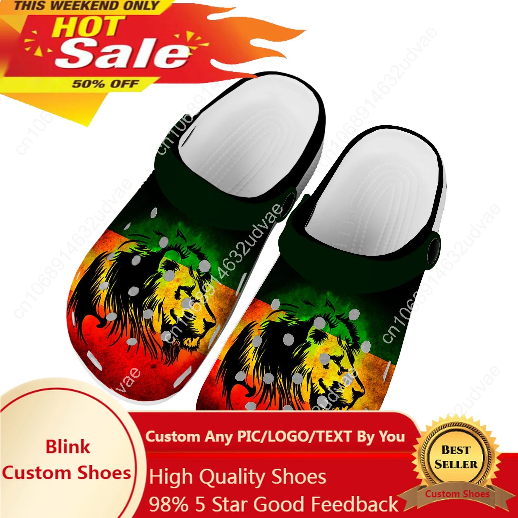 

Reggae Rastafarian Rasta Rastafari Lion Of Judah Home Clogs Custom Water Shoes Mens Womens Teenager Shoe Garden Beach Slippers