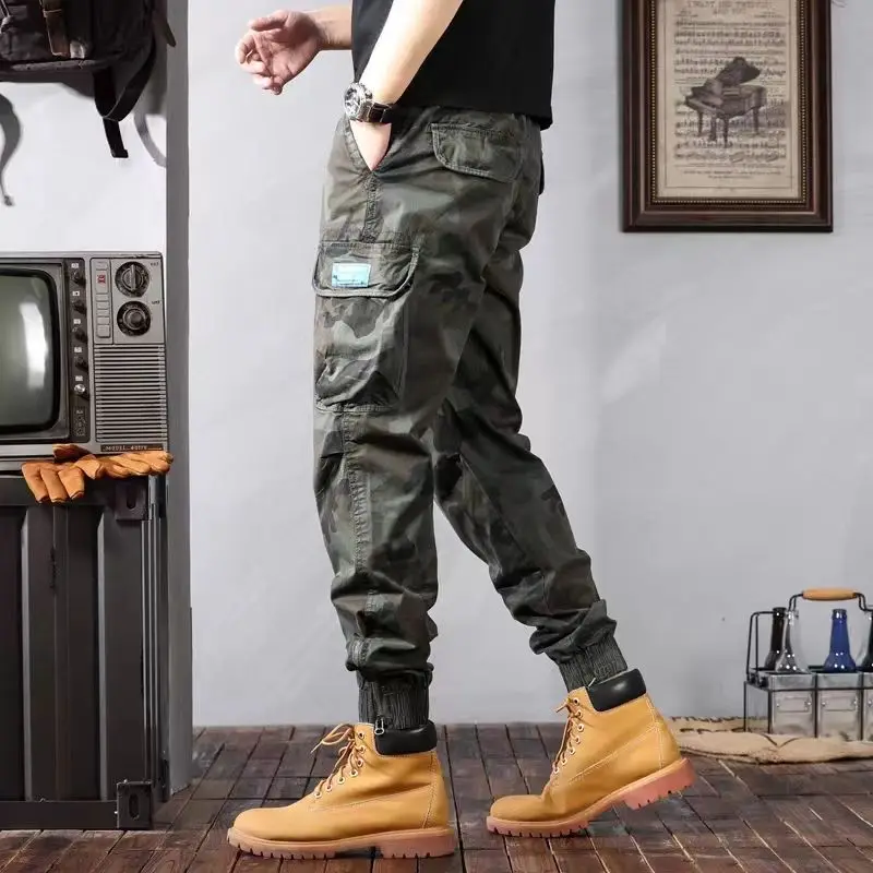 American Vintage Men Tactical Military Camouflage Cargo Pants