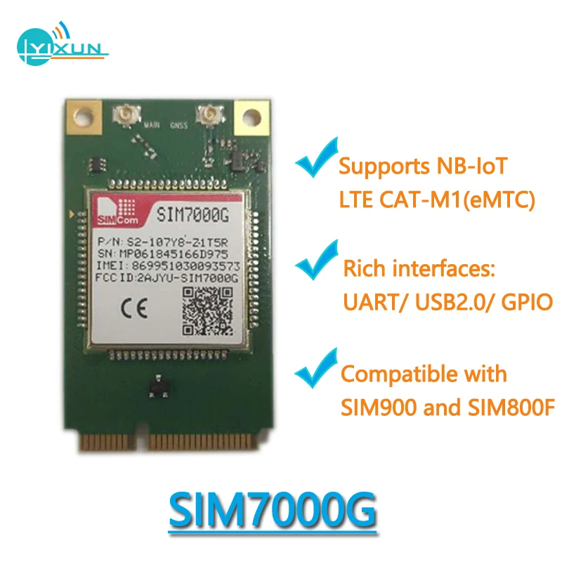 

EMTC/NB-IoT/EDGE модуль SIM7000G подходит для M2M, совместим с SIM900 и SIM800F, LTE CAT-M1 интерфейсы UART/USB2.0/GPIO