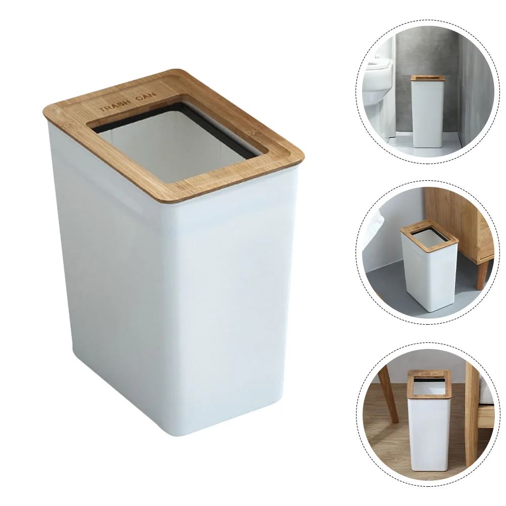

Bamboo Lid Trash Can Car Garbage Bin Nordic Bucket Household Wooden Creative Waste Simple Pp Office Room Kitchen Garbage Bin