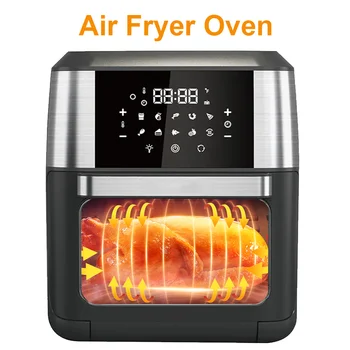 Friggitrice ad aria calda da 1700 W 12 litri Friggitrice ad aria multifunzione con vassoio per grasso/griglia Friggitrice ad aria touch screen LED a rete 1