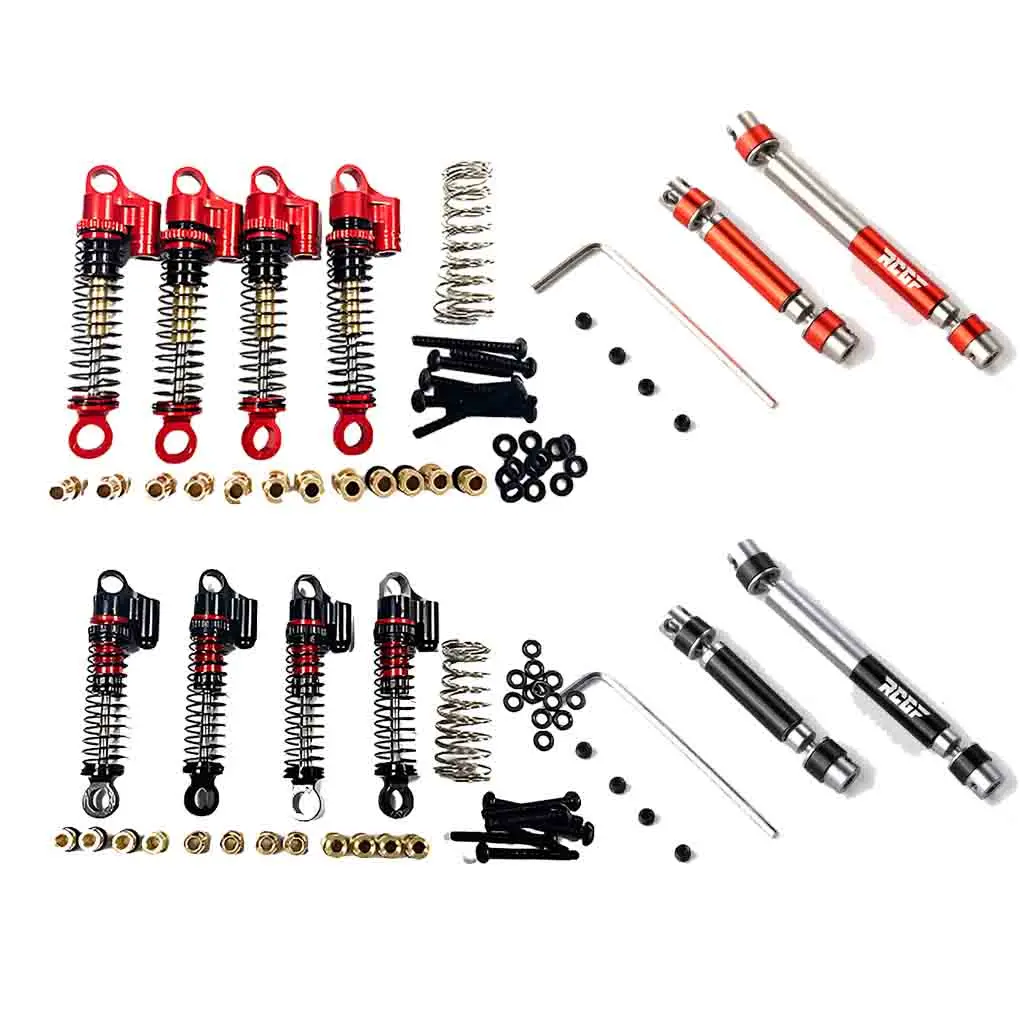 Metal 43mm Front  Rear Oil Shock Absorber Center Drive Shaft Set for Hobbyplus CR18P 1/18 RC Rock Van Car Upgraded Parts for q65 c606 d844 1 10 2 4g 4wd rc car jeep spare parts metal upgrade front and rear drive shaft