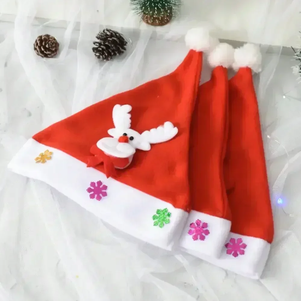 Santa Hat Kids Adult flecked Santa hat Kindergarten party Family party accessories atmosphere