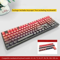 Sky Blue Gradient Backlit Mechanical Keycaps - PBT Double Shot, Engraved Design, Set of 134 (Lucky Red (opp))