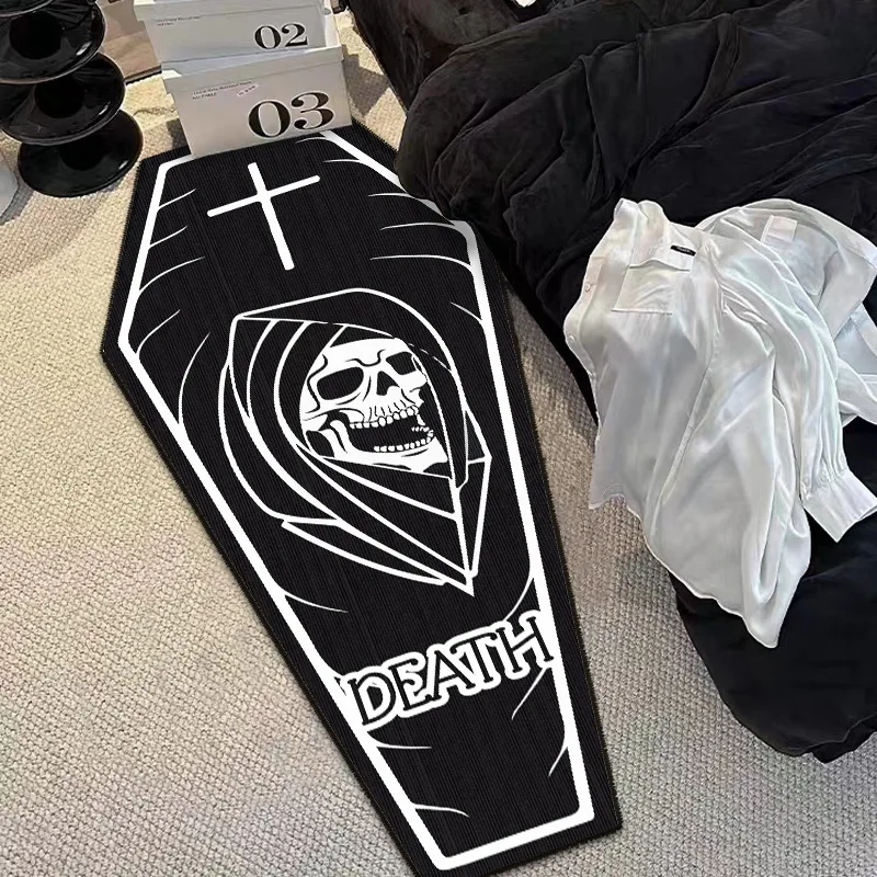 VIKAMA Halloween Gothic Style Horror Skull Vampire Carpet Bedroom Living Room Entrance Washable Stain-resistant Floor Mats floor mat
