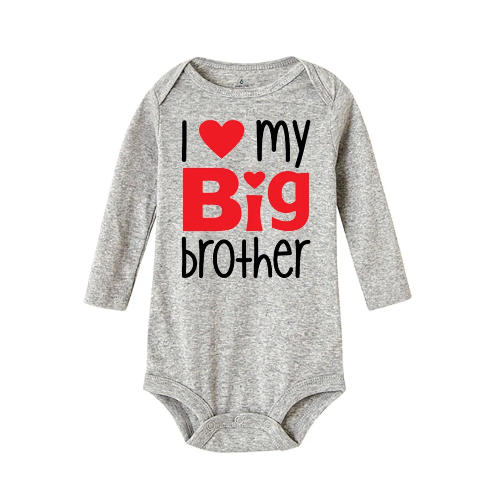 Heart Pattern&I Love My Big Brother Baby Jumpsuit Cute Newborn Long Sleeve Bodysuit Round Neck Girl Boy Jumpsuit As Gift To Baby 5