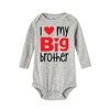 Heart Pattern&I Love My Big Brother Baby Jumpsuit Cute Newborn Long Sleeve Bodysuit Round Neck Girl Boy Jumpsuit As Gift To Baby 5