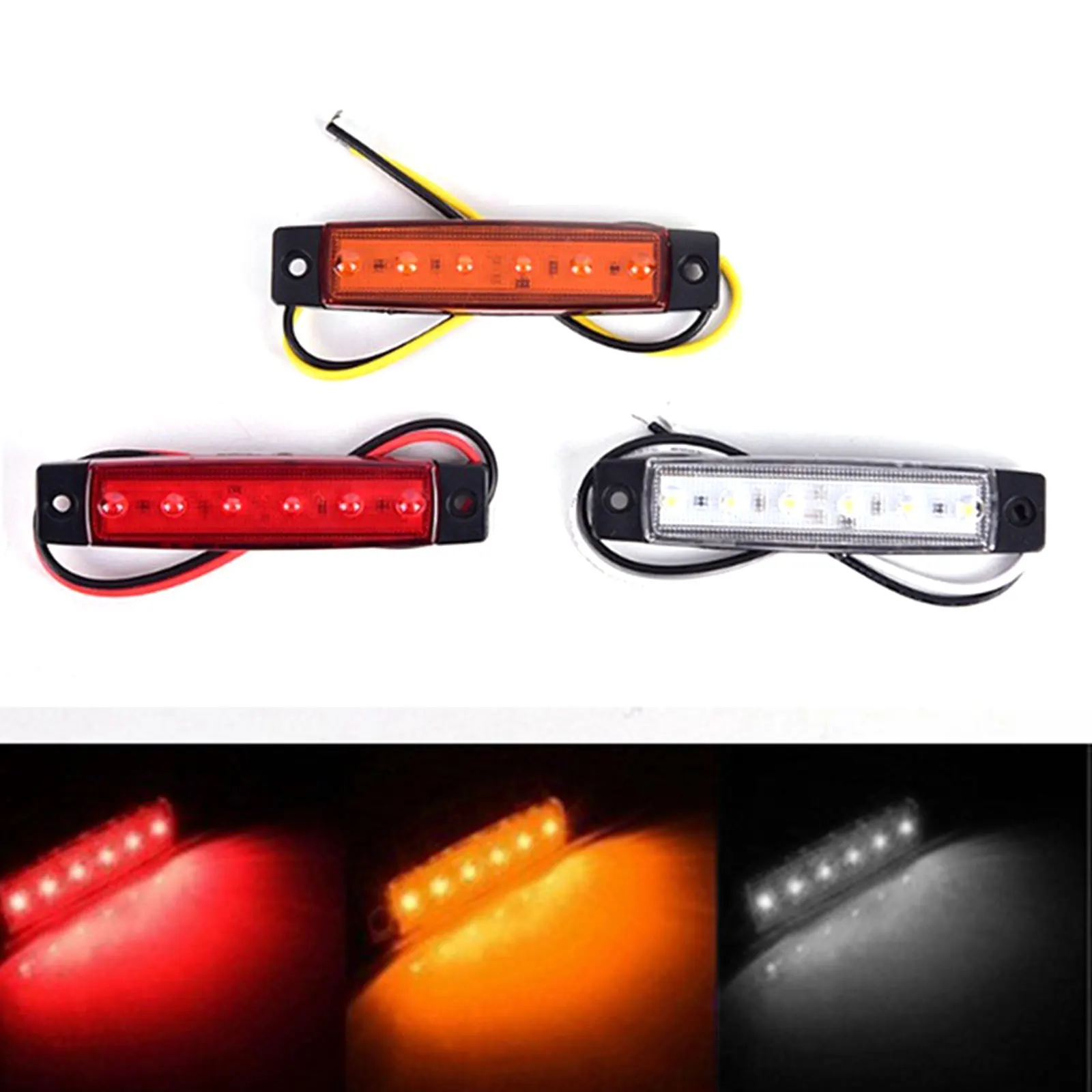 

Truck Trailer Side Marker Indicators light Car Signal Brake Rear Warning Taillight 6LED 12V 24V emergency lights car accessories