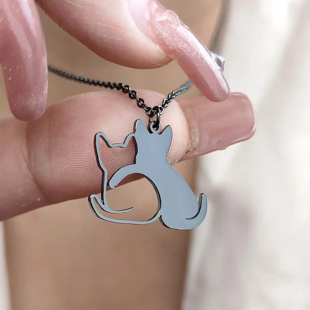 double cat necklace