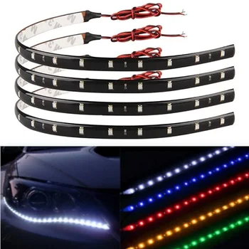 자동차 주변 장식 LED 스트립 조명, 자동 DRL 스타일링, 유연한 분위기 조명, 12V, 15 SMD, 30cm, 흰색, 빨간색, 노란색 bule, 1 개