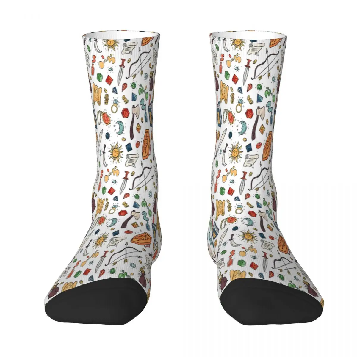 

Dungeons Dragons RPG Game Inventory Items Pattern Sock Socks Men Women Polyester Stockings Customizable Sweetshirt