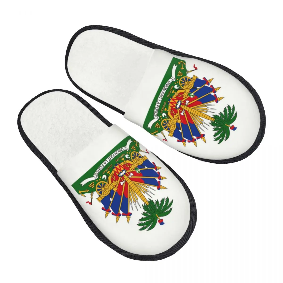 Custom Haiti Coat Of Arms Memory Foam Slippers Women Comfy Warm Haitian Flag House Slippers