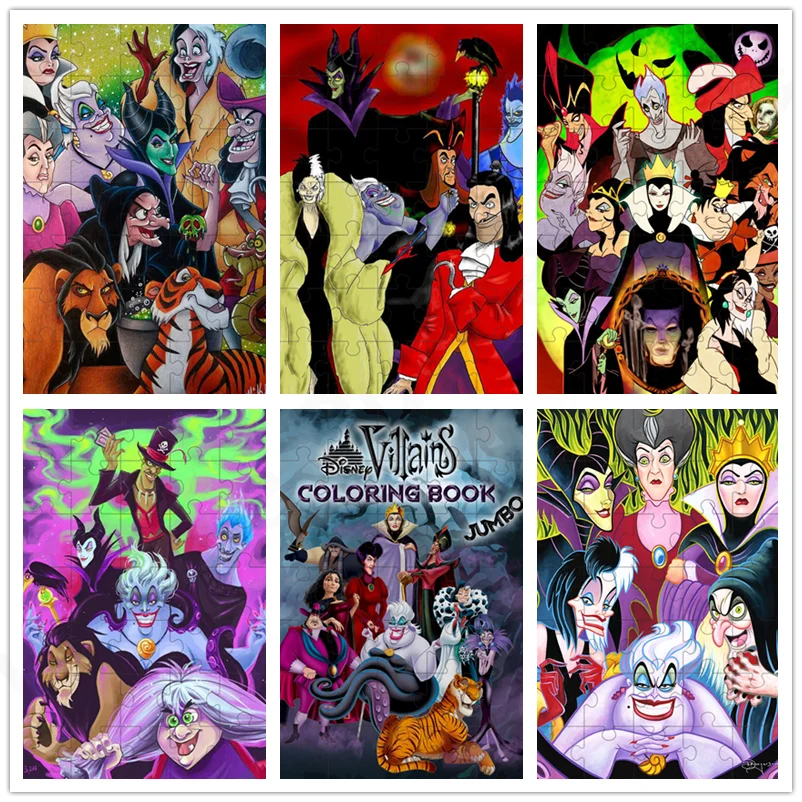 

35/300/500/1000Pcs Disney Villain Wooden Puzzle Funny Family Personal Commemorative Gift Manual Assembly Toys for Kid Home Decor