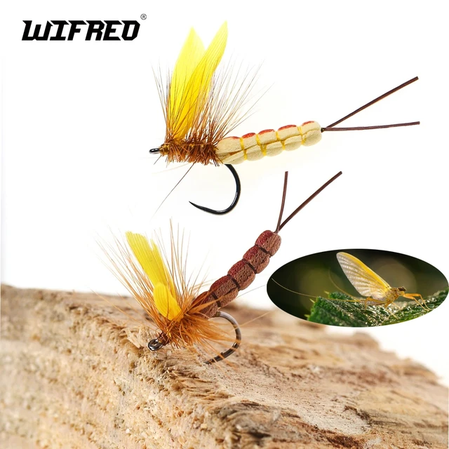 Wifreo 6pcs Realistic Yellow Feather Wing Mayfly Nymph Dry Flies Fly  Fishing Rocky River Bass Trout Fishing Flies Lure Baits - AliExpress