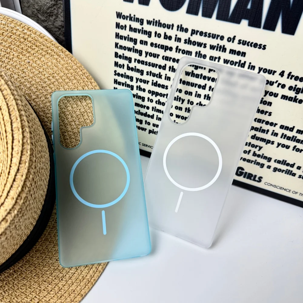Translucent Matte Magnetic Shockproof Phone Case with Wireless Charging Compatibility