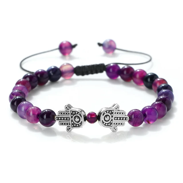 Bracelet pendentif main de Hamsa en perles naturelles œil de tigre et pierre de lave, tressé, pour femmes, hommes, couples, bijou porte-bonheur et protection, cadeau