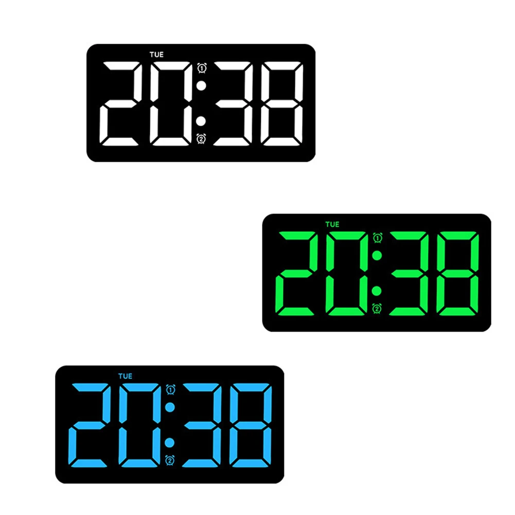 Digital Wall Clock, LED Screen Digital Clock With Remote Control, Large Wall Clock With Temperature Humidity Display, 10.5" Tabl