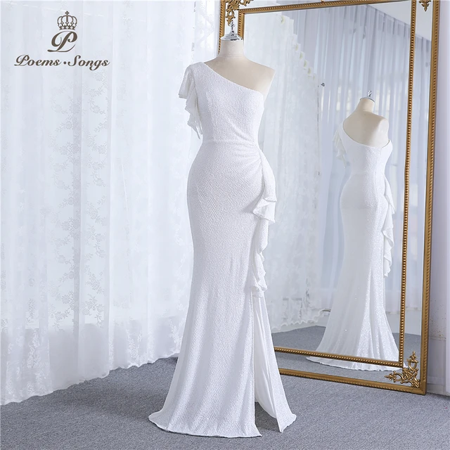 Robe de soirée longue à paillettes pour femmes, robe de cocktail bronzante  à une épaule, robe de banquet, robe de soirée élégante, hôte, quoi que ce  soit, 2023 - AliExpress