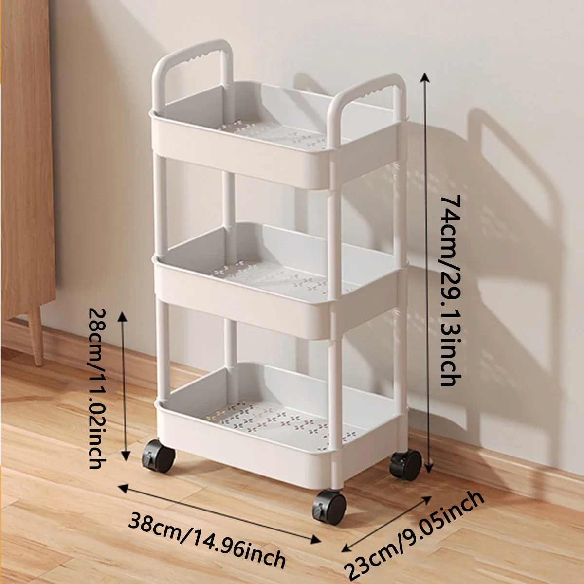 1pc-trolley Shelves Floor To Ceiling Kitchen Bathroom Mobile Snack Bathroom Multi-storey Bedroom Bedside Storage Shelves