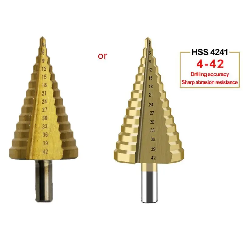 

K1KA 4-42mm HSS for Titanium Coated Step Drill Bit Drilling Power Tool for Metal High Speed Steel Hole Cutter Cone