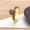 AIBEF New Heart Pendant Copper Rings Women Gold Color Cubic Zircon Adjustable Rings Accessories Jewelry Gift Dropshipping 2