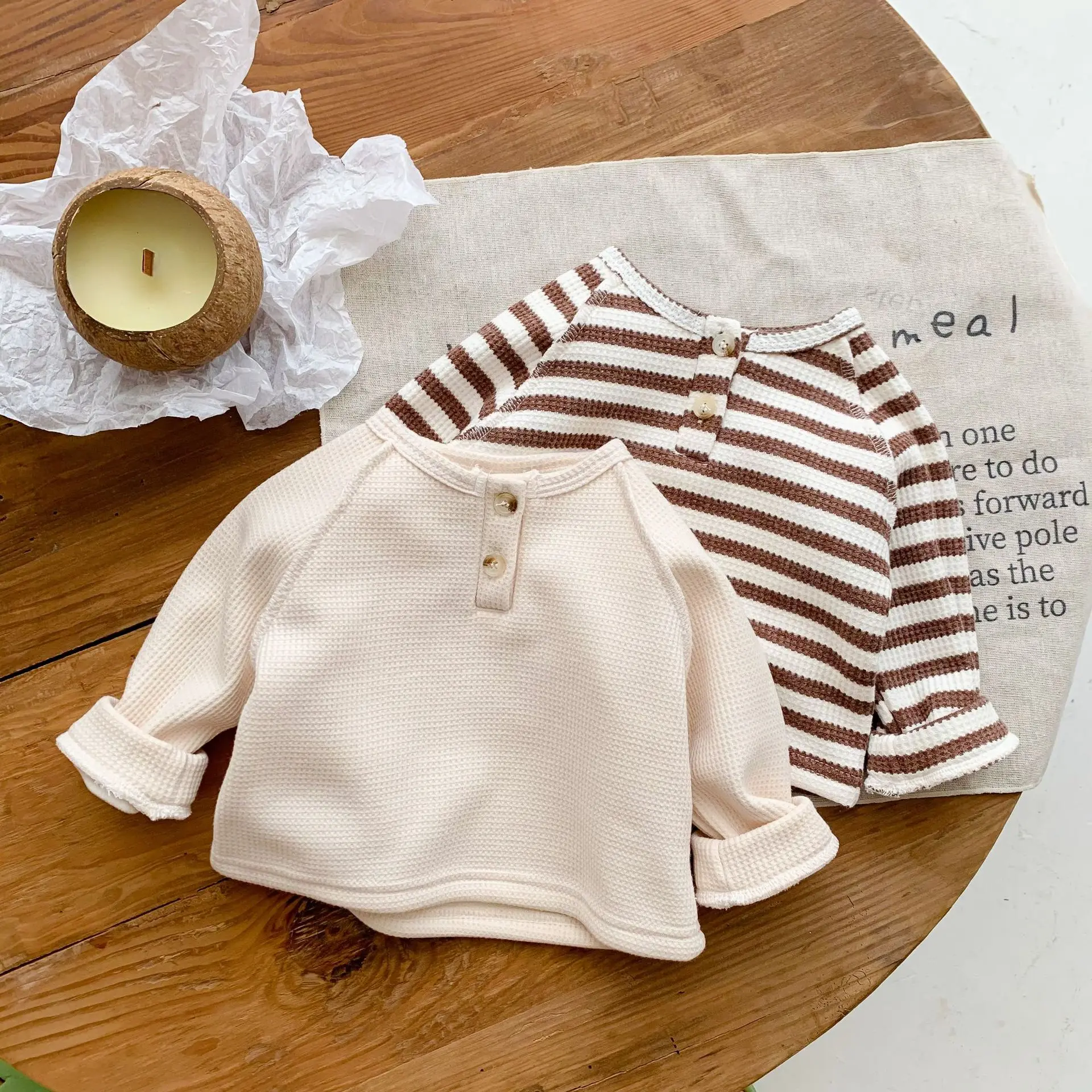 Style Casual Children's Wear New Spring And Autumn Simple Rotator Sleeve T-Shirt For Boys And Girls 3-24 Months Sweater Top
