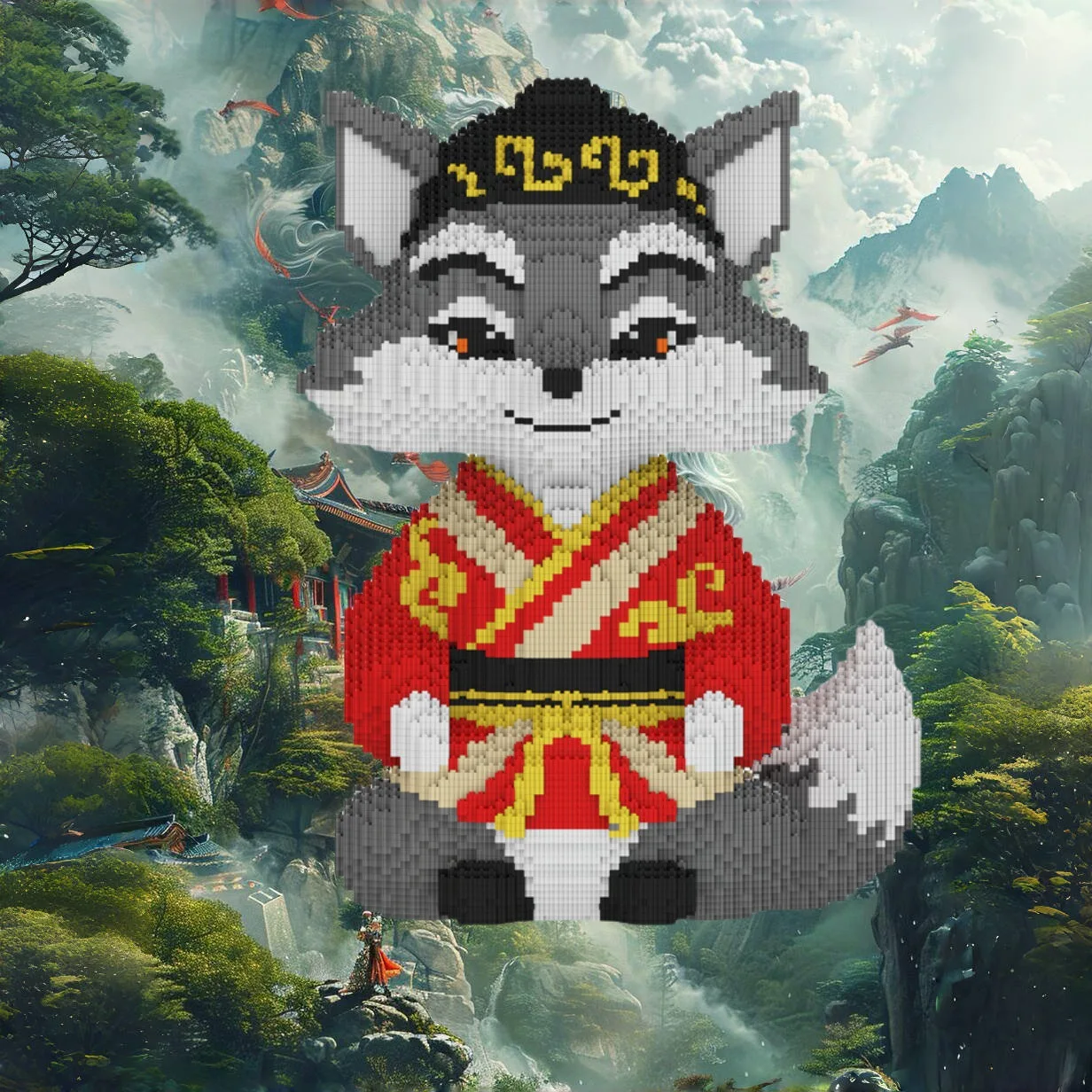 60Cm New Guochao Fox High Difficulty Children's Puzzle Ornament Boys and Girls Series Small Particle Building Block 4