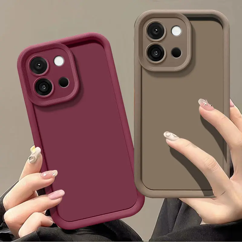 Solid Color Stepped Matte Silicone Shockproof Bumper Case