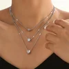 Collier rond à trois couches en argent Sterling 925 pour femmes, chaîne serpent Simple, breloque boule, cadeau de fête, bijoux exquis pour femmes
