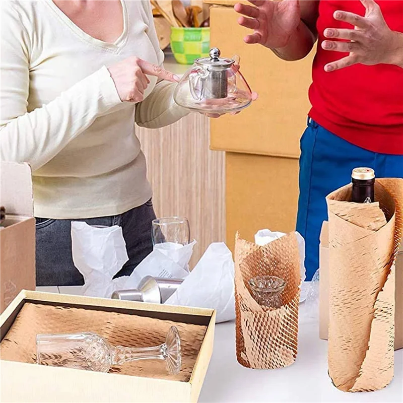 3 롤 재활용 포장지 12인치 X 33FT 이동 포장 포장용 에코 벌집 종이 재활용 가능한 쿠션 소재