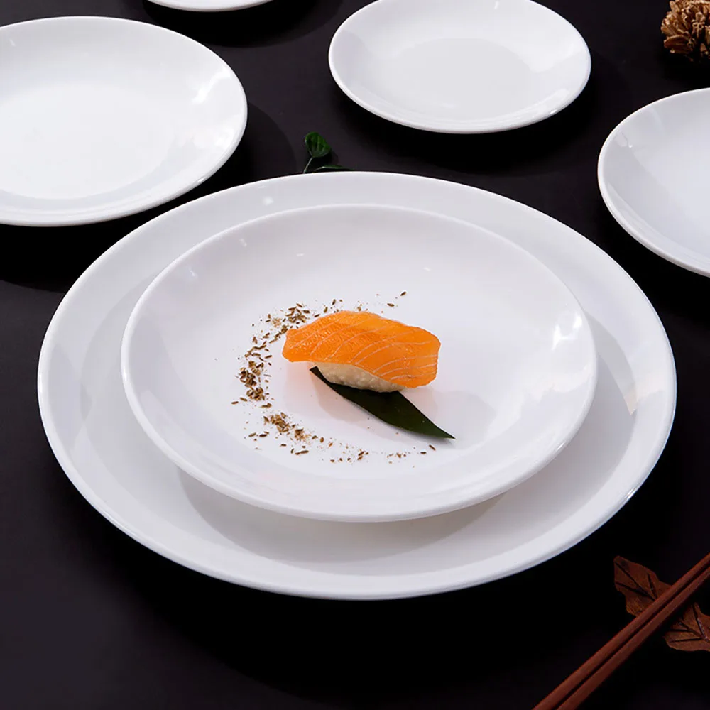 6 Pack Food Serving Dishes Plates Melamine Plates Set Snacks Appetizer-White