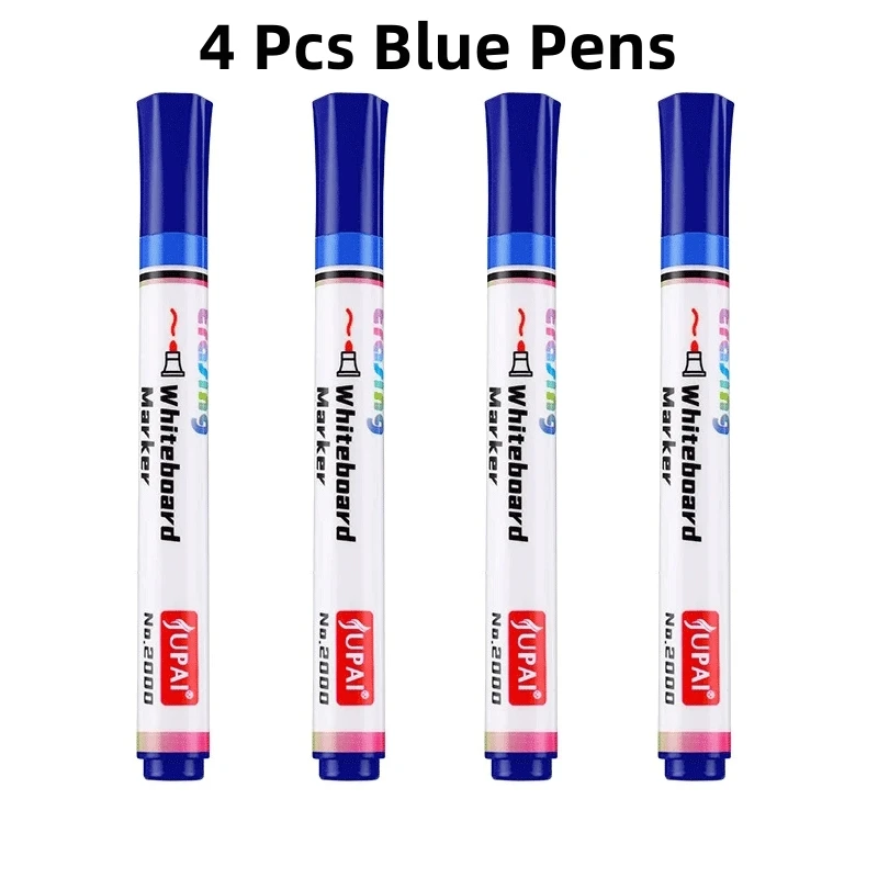 Erasable Magnetic Whiteboard & Chalk Marker Set - Pack of 4 for Office, School & Art Use